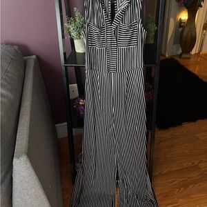 Elegant Monochrome Striped Jumpsuit